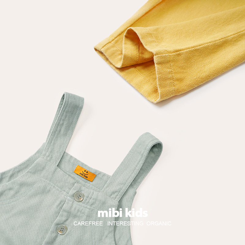 mibi儿童背带裤春夏季新款男童连体裤子女童纯棉长裤宝宝宽松阔腿