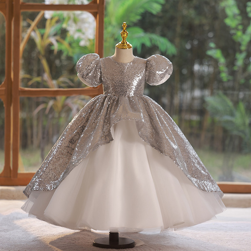 儿童主持人礼服女童花童生日公主裙小女孩轻奢小众高端钢琴演出服