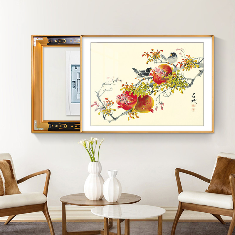 新中式电表箱装饰画免打孔遮挡配电箱葡萄餐厅挂画2022新款高档