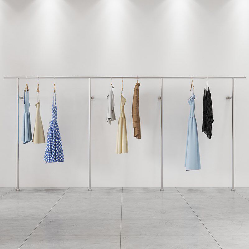 服装展示架服装店专用女装店网红简约挂衣架男装陈列架不锈钢拉丝