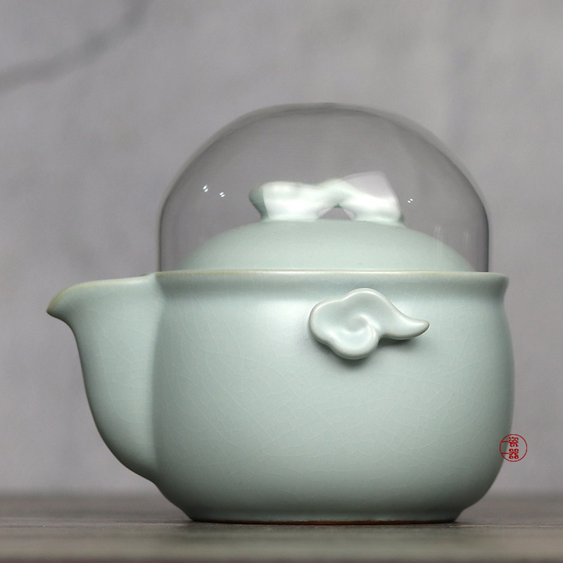 汝窑一壶二杯两杯旅行茶具一套装快客杯男士过滤泡茶杯女陶瓷杯子