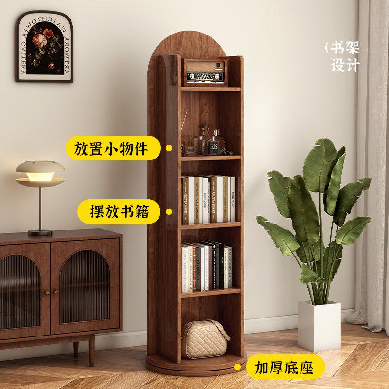 旋转书架一体落地全身穿衣镜子置物架家用储物柜儿童书架展示架子