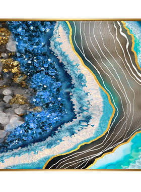 镶钻晶瓷画晶钻水晶轻奢客厅走廊正方形玄关装饰画餐厅3d立体浮雕