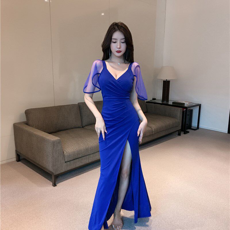 新款夜总店女装性感连衣裙低胸长裙ktv晚礼服桑拿沐足浴SPA工作服