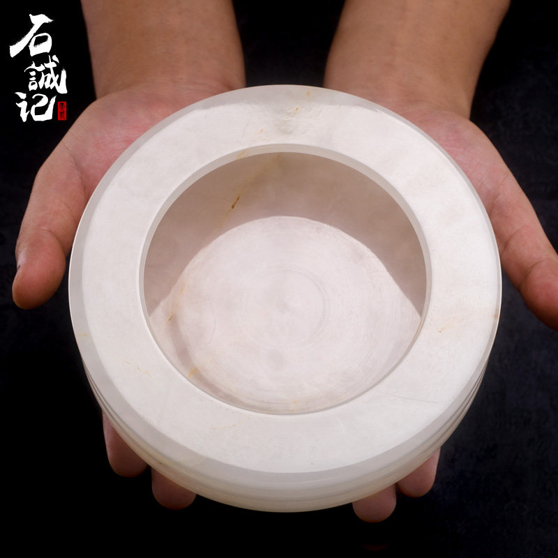 石诚记天然玉石烟灰缸办公室用大号中式客厅摆件家用创意礼品车轮