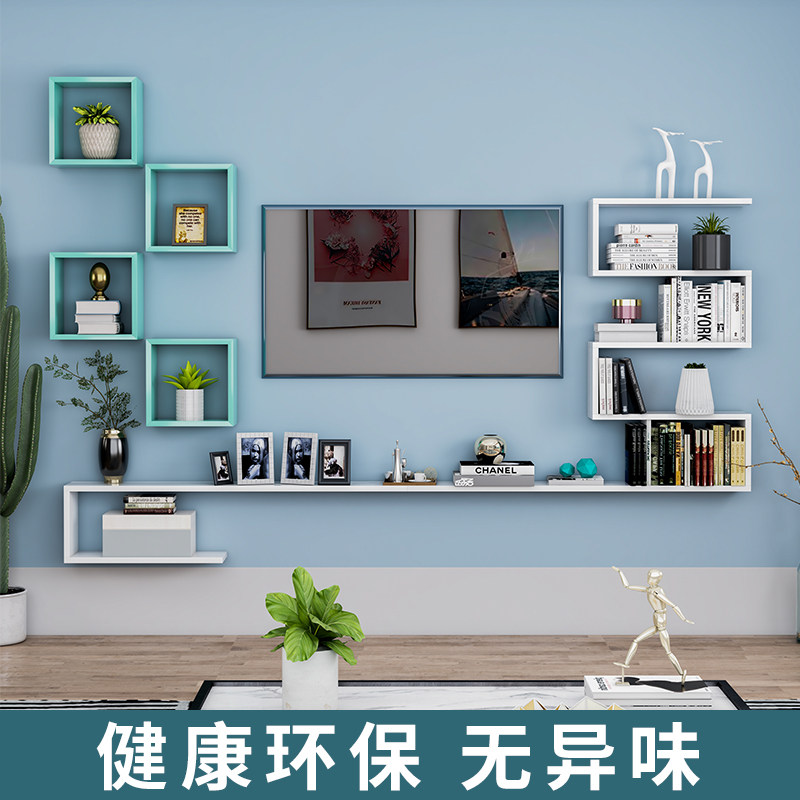 墙上置物架壁挂客厅背景墙装饰架子电视墙收纳架小户型电视柜悬空