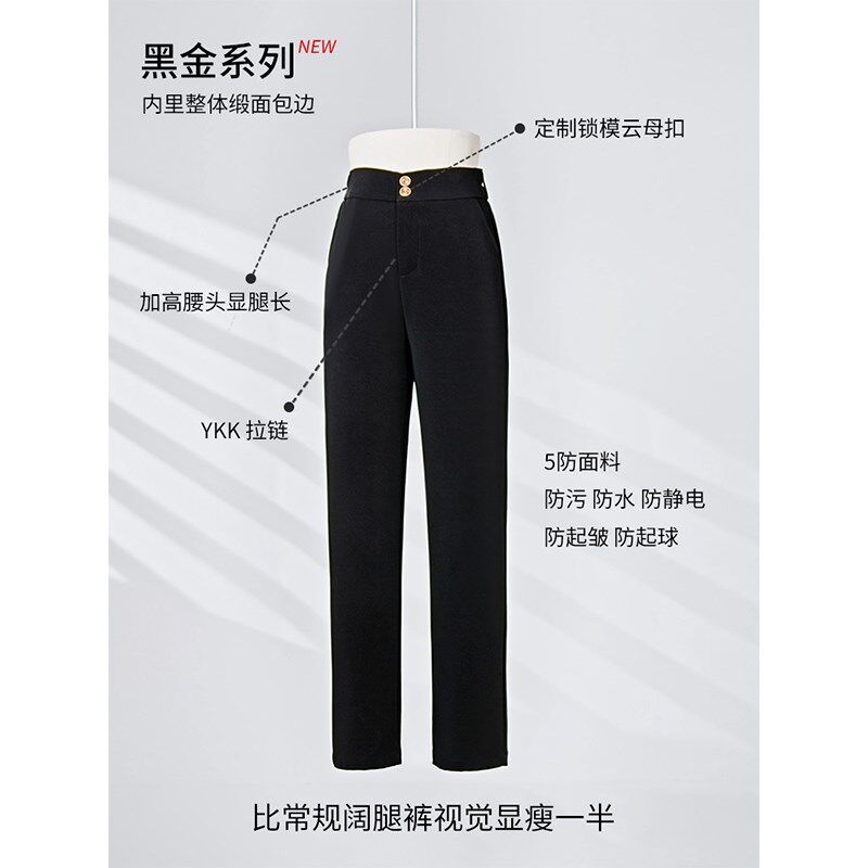 灰色西装裤女2024新款春秋季高级感垂感高腰窄版阔腿直筒休闲裤子