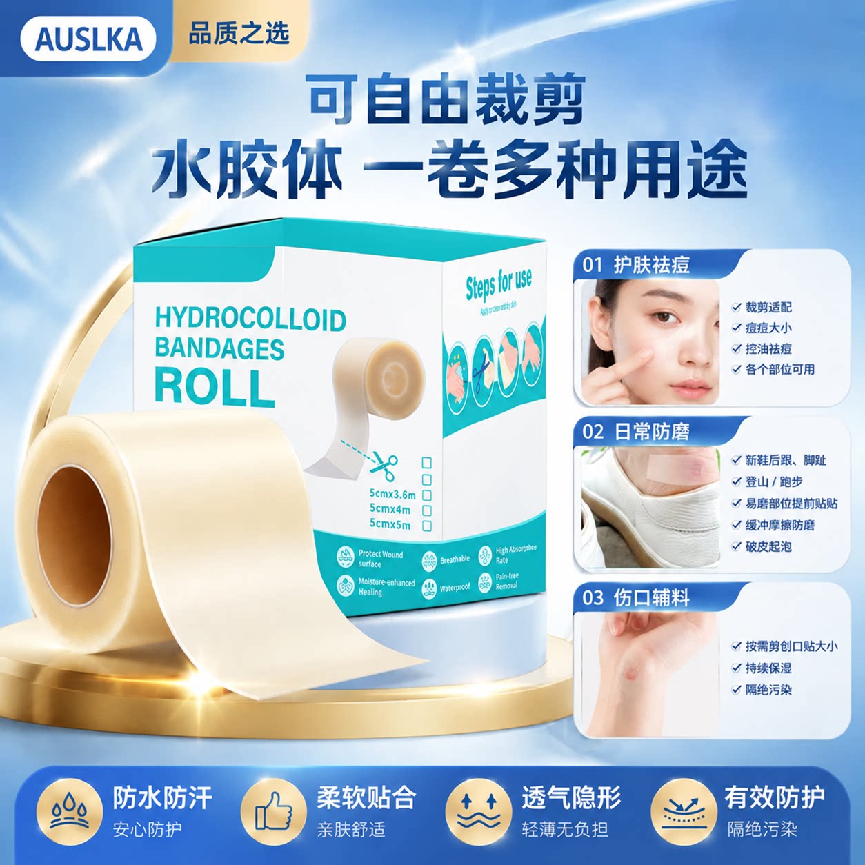 人工皮痘痘贴隐形修复痘印祛痘贴净痘贴物理吸浓保湿面膜可裁剪zh