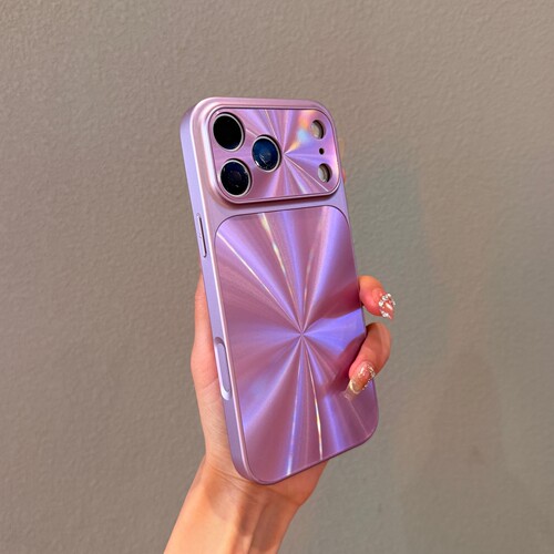 ins炫彩紫色极光镭射CD纹适用iPhone18promax手机壳苹果17Pro新款16秒变大视窗15情侣高级13防摔男女14保护套