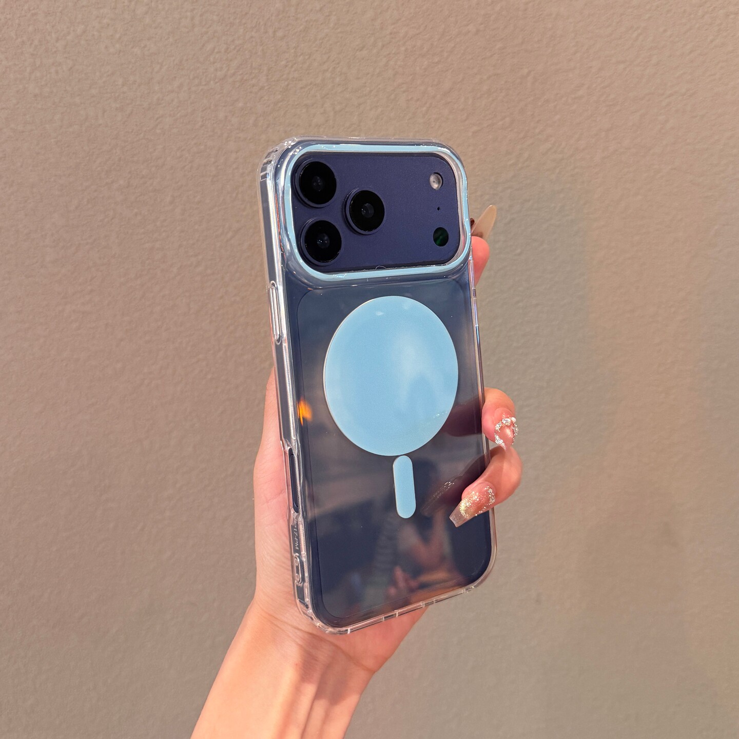适用iPhone18promax手机壳苹果17Promax磁吸新款蓝色Magsafe悬磁圈17pm情侣简约高级18pro超薄透明保护套男女