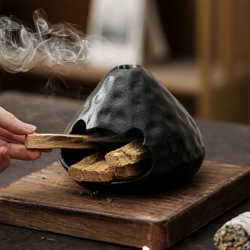 燃薰小壁炉香薰炉鼠尾草熏香炉净化香秘鲁圣木草仗陶瓷香盘托盘架