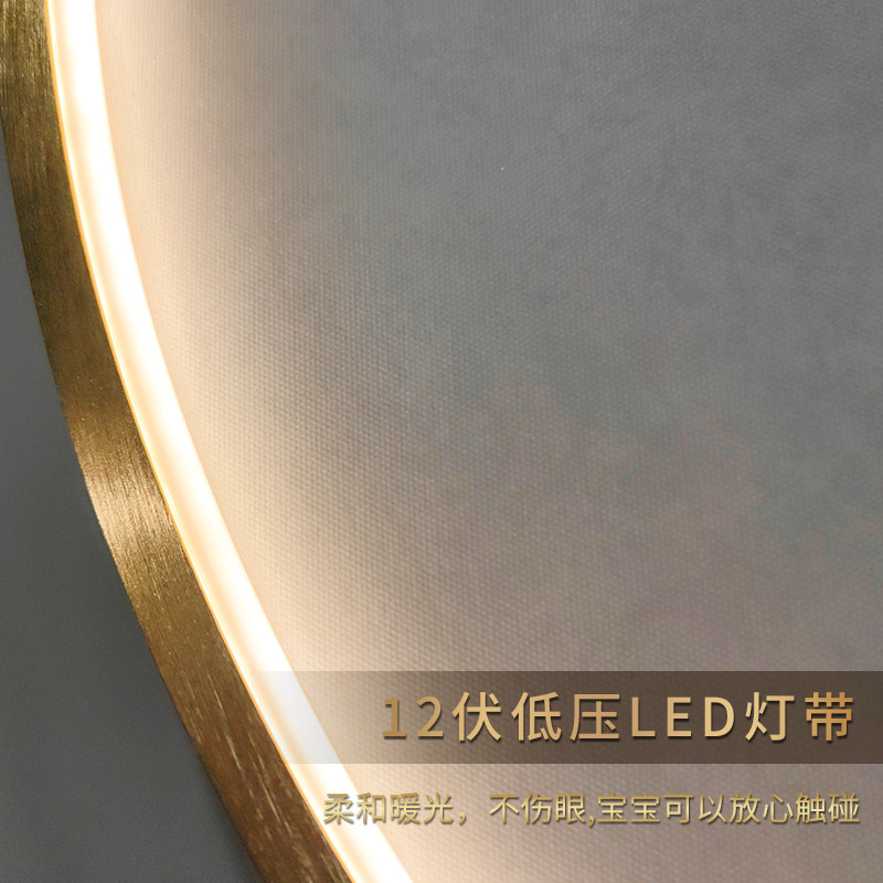 时尚ins个性带灯月亮发光挂画客厅装饰画轻奢圆形沙发背景墙壁画