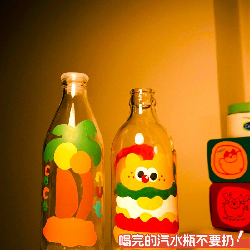 画瓶子专用笔直液式丙烯马克笔软头可水洗可叠色水彩笔玻璃花瓶di