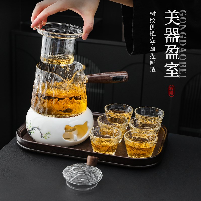 蜡烛温茶炉套装可电煮加热底座玻璃花茶壶一人小茶壶电陶炉煮茶器