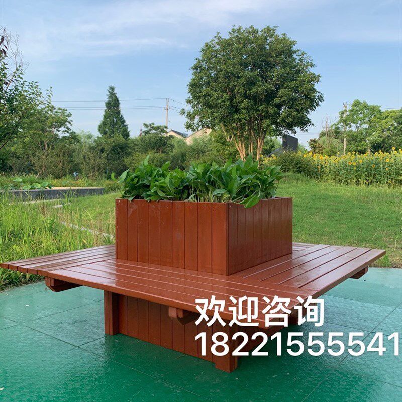 户外防腐木花箱定制室外碳化花槽实木质长方形种植箱木塑组合花盆
