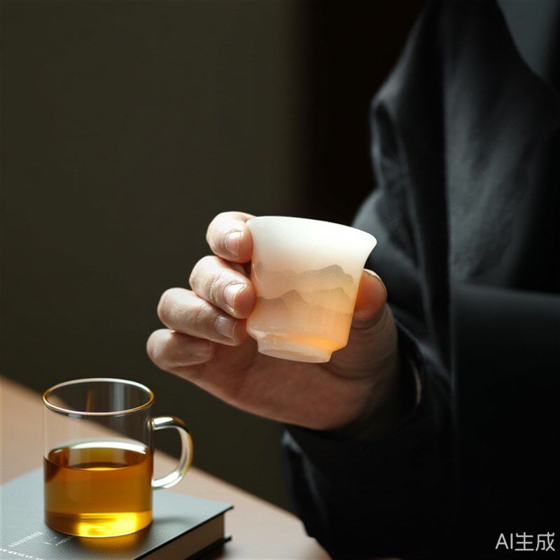 德化冰种璞玉茶具玉瓷功夫送礼高级薄胎不烫手茶杯套装1小套6只装