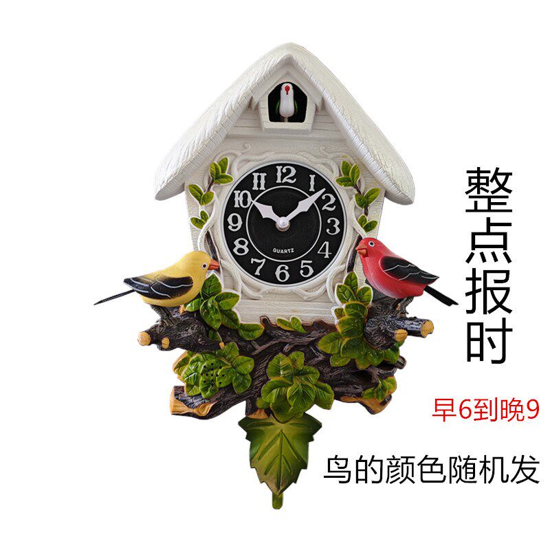 欧式简约布谷鸟钟客厅森林咕咕钟田园地中海挂钟现代鸟报时摇摆