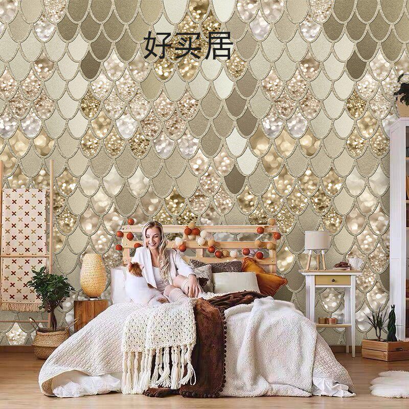 北欧轻奢金色几何艺术壁纸个性客厅电视背景墙纸卧室高档无缝墙布