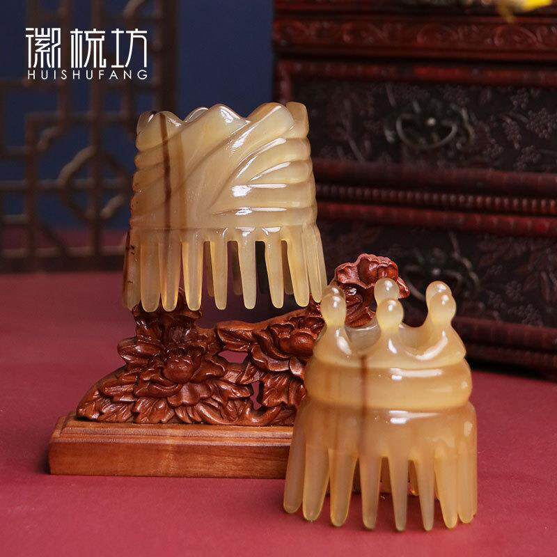 板娘专享 白水牛角洗头梳常规款 头部按摩梳子头疗梳头洗发梳-155