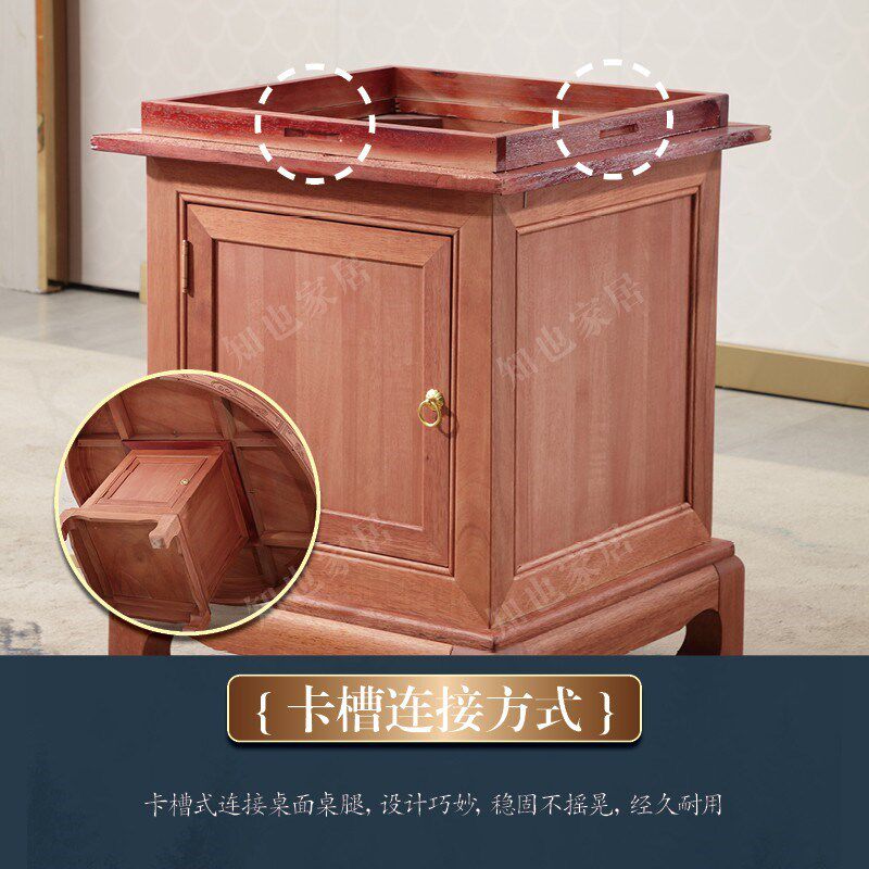 中式金花梨木圆形餐桌全实木红木储物饭桌带转盘大圆桌家用圆餐桌