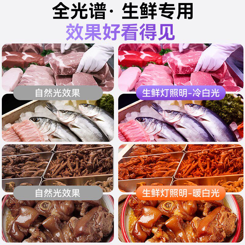 2024新款高显LED白光生鲜灯猪肉灯冷鲜肉市场专用灯隐形红生鲜灯