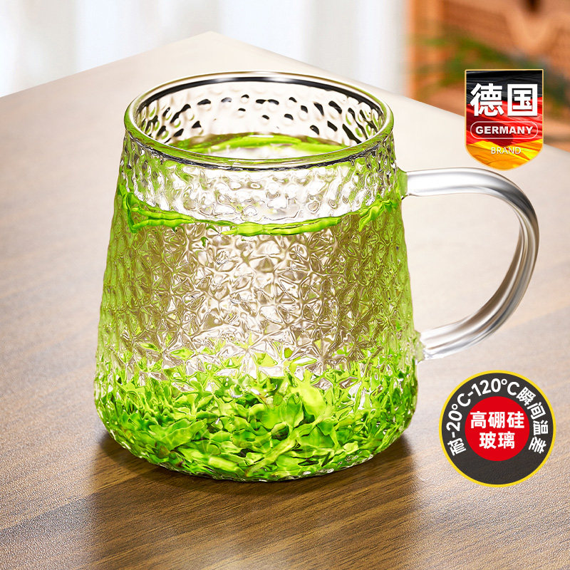 德国冰川纹玻璃绿茶泡茶杯耐高温图片