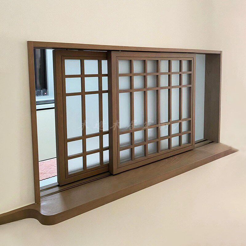 木窗实木上翻窗室内隔断窗折叠窗户中式复古格子窗无轨花格推拉窗
