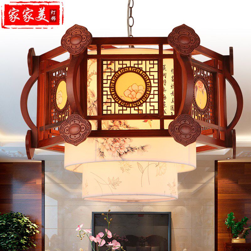 新中式吊灯 万事如意实木古典餐馆阳台茶楼酒店客厅包厢工程吊灯