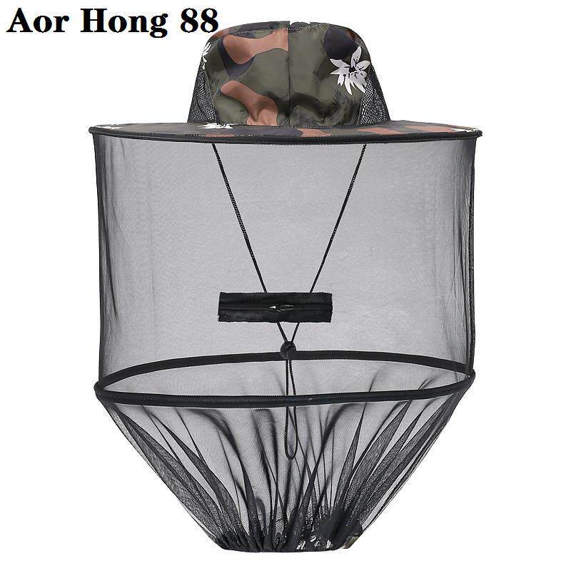 户外防蚊帽子男士钓鱼帽遮脸防晒透气网纱面罩夜钓防虫养蜂防蜂帽