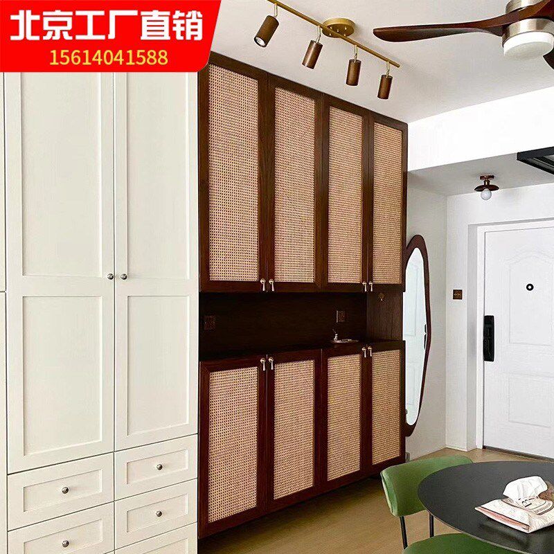 藤编门衣柜门折叠门麻编背景装饰布藤编屏风藤编鞋柜透气藤编柜门