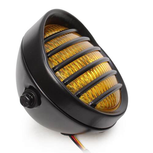 CG125机车复古客厅灯改装一体带网罩金属外壳前照灯远近光12V