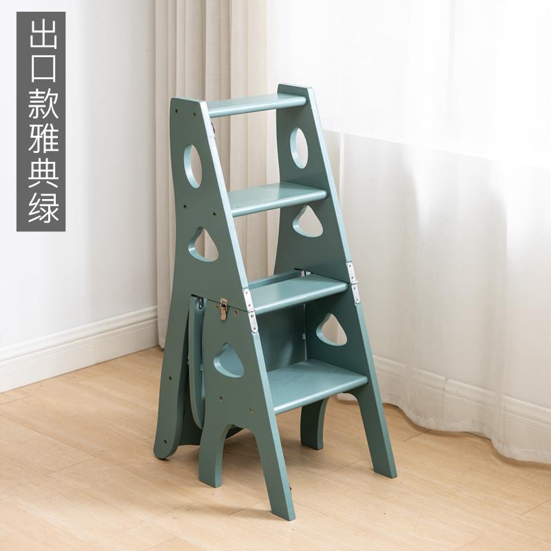 实木折叠梯子家用折叠两用楼梯椅凳 实木梯凳多功能折叠梯椅凳子