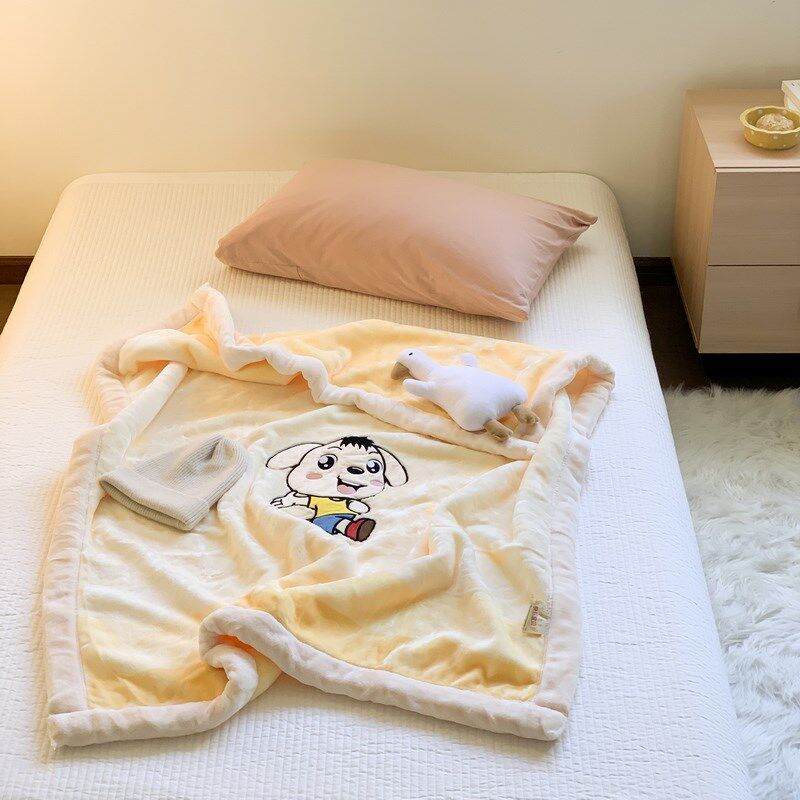 儿童婴儿毛毯双层加厚冬季宝宝盖毯幼儿园午睡小被子珊瑚绒云毯子