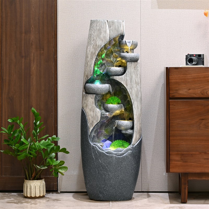 中式花瓶水景假山流水喷泉循环水客厅景观摆件招财乔迁风水轮