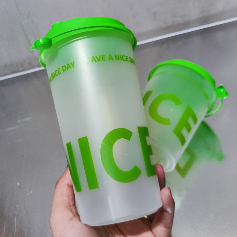 一次性奶茶注塑杯网红直男杯磨砂咖啡胖胖杯直筒杯定制加厚可耐热