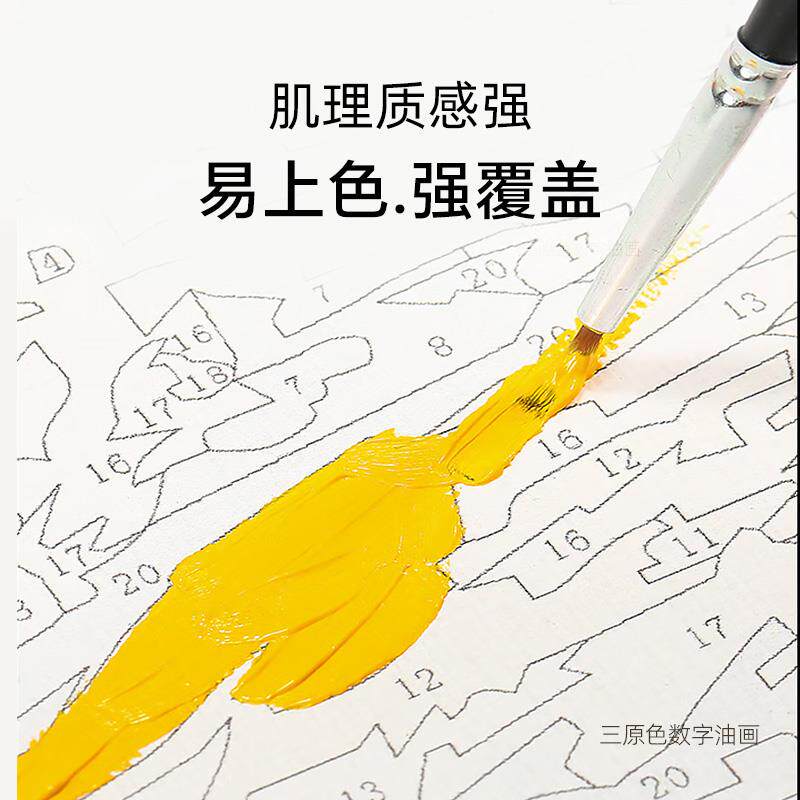 diy数字油画填色油画风景玄关竖手工减压丙烯填充画油彩画白桦林