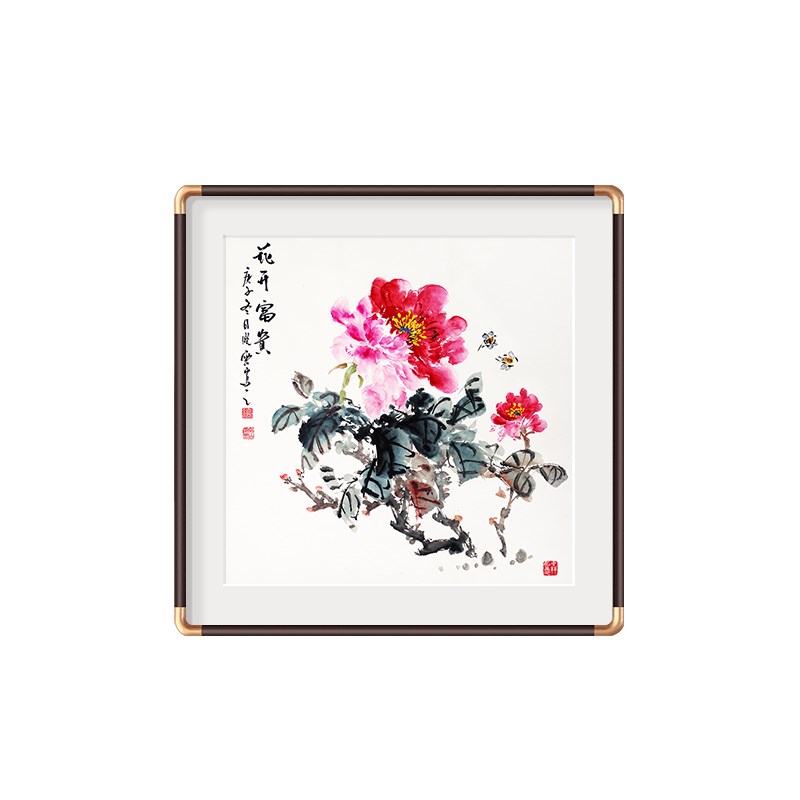 国画牡丹花开富贵装饰画新中式客厅背景墙画餐厅壁画卧室床头挂画