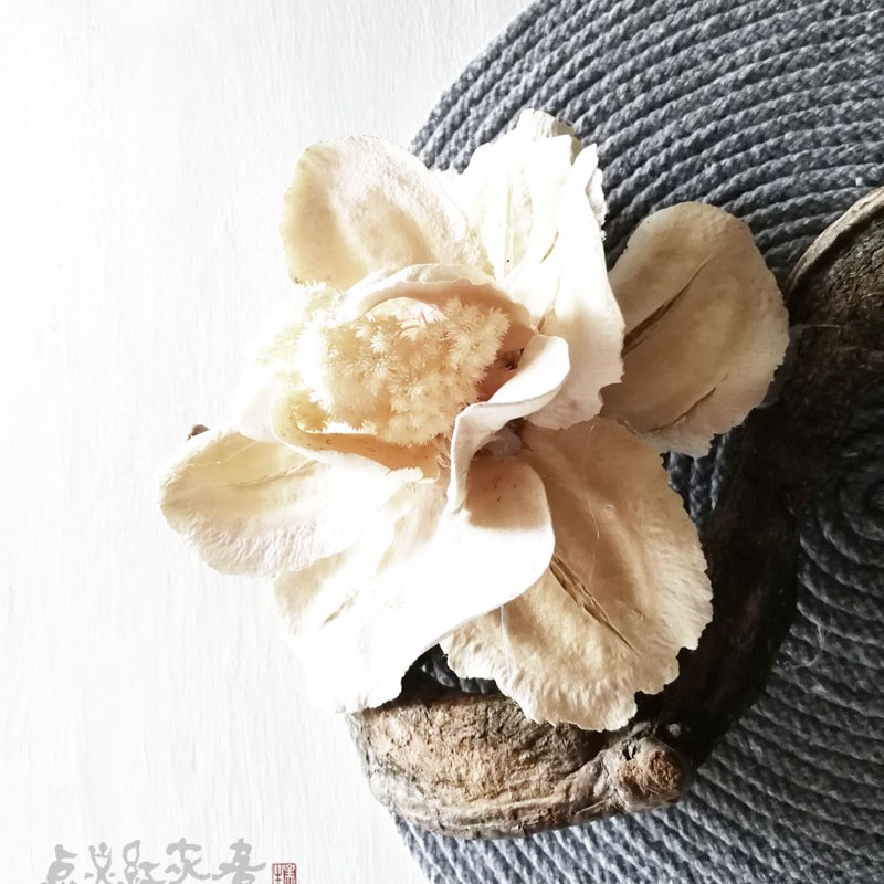牡丹麻绳圆形装饰画禅意新中式家居壁饰挂件干花玄关墙饰新品包邮