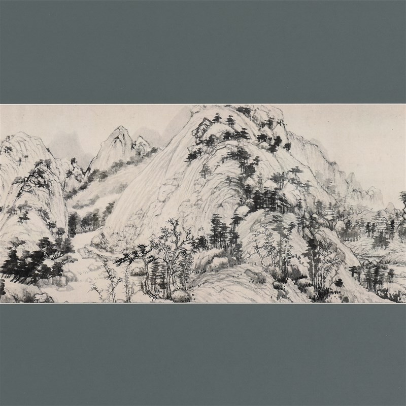 虫二书画 新中式茶室样板间禅意装饰画 创意留白挂画 富春山居图