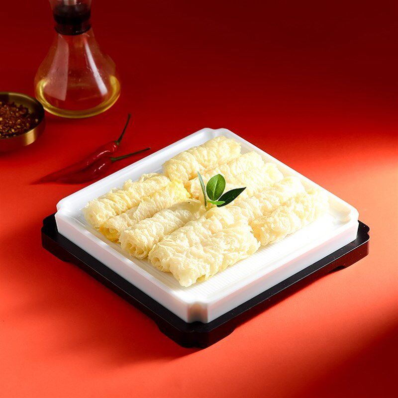 中式火锅店涮肉肥牛羊肉卷专用餐具创意吊龙牛肉盘子长方形配菜盘