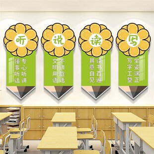入班即静入座即学墙贴纸班级布置教室装饰文化黑板上方标语励志QT