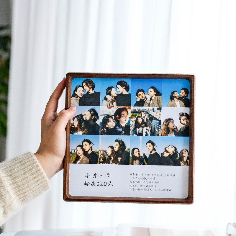 实木相框摆台高级感定制洗照片来图打印宝宝周岁情侣周年纪念装裱