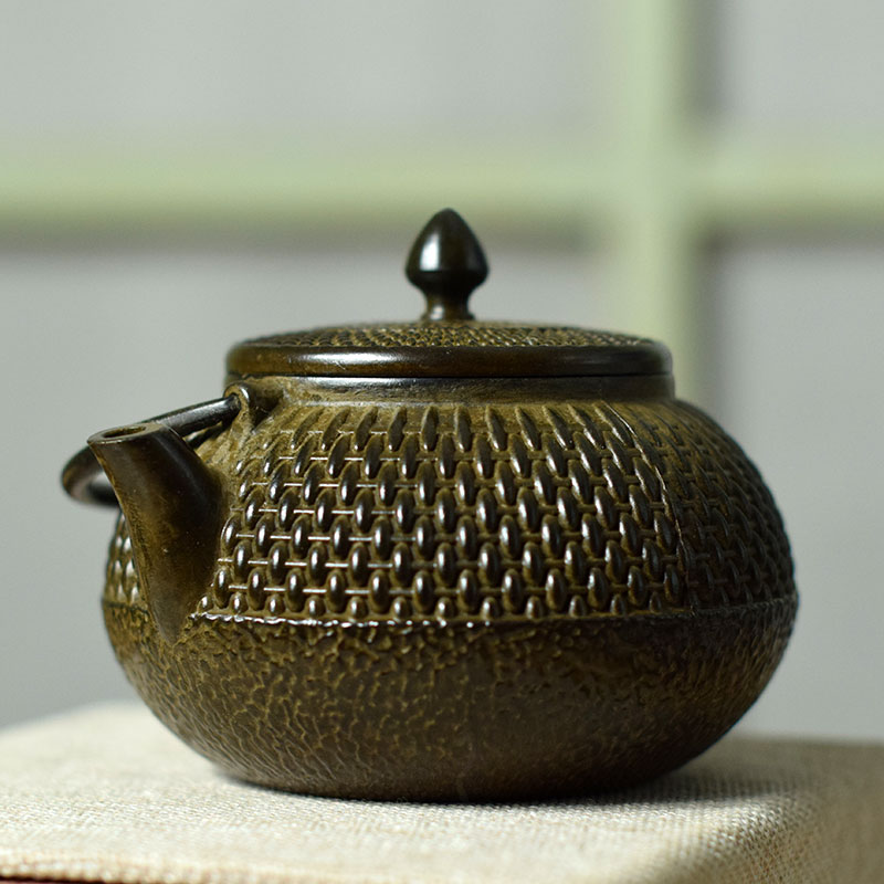黄铜壶摆件做旧复古精品小壶摆件茶桌小摆件酒壶手把壶收藏老物件