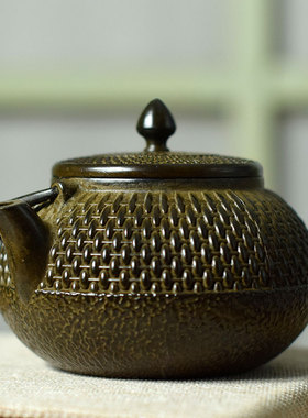 黄铜壶摆件做旧复古精品小壶摆件茶桌小摆件酒壶手把壶收藏老物件