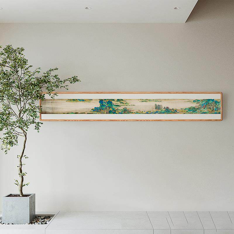 仇英浔阳送别图新中式装饰画巨幅长条沙发床头茶室禅水墨国画挂画