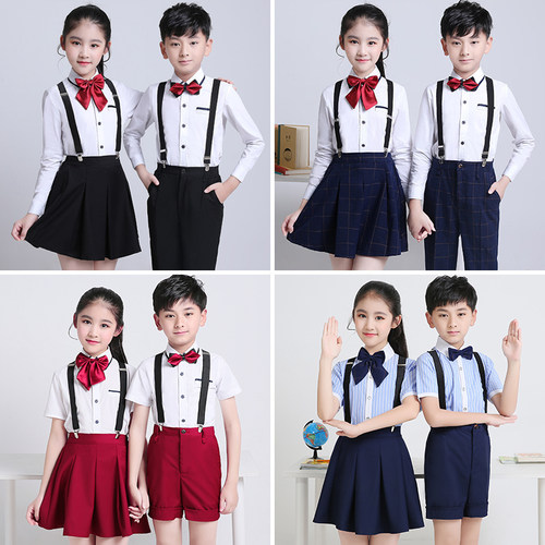 儿童大合唱服演出服中小学生校服表演服装男女朗诵背带裤长袖套装