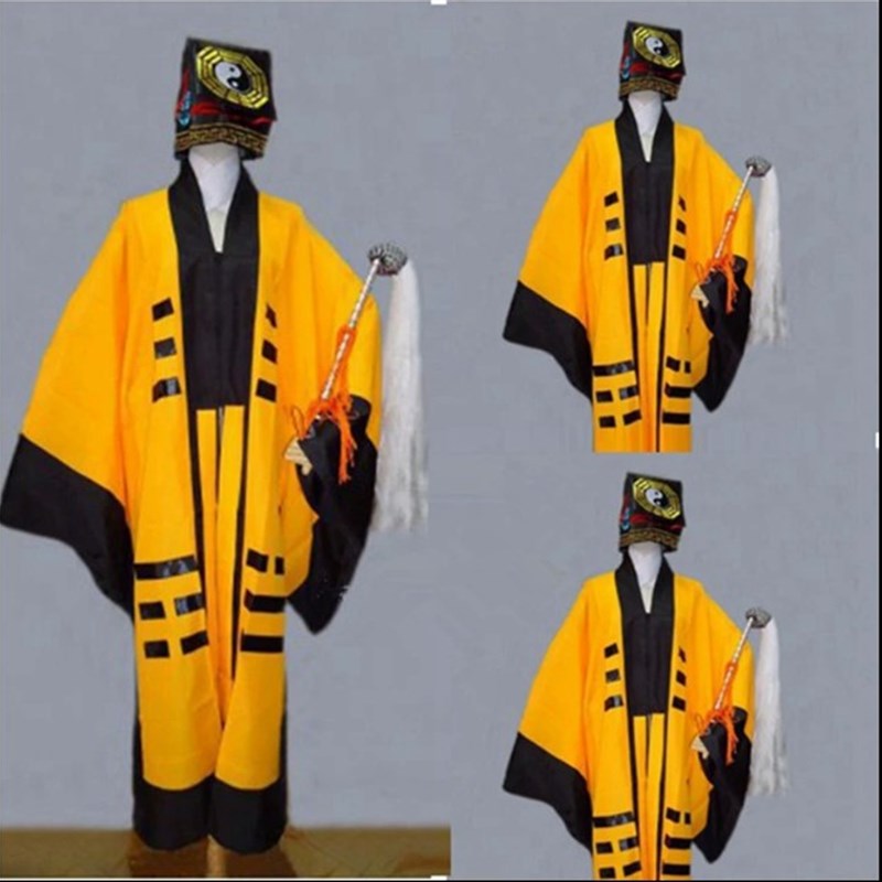 新款道士服道服道袍长袍套装万圣节古装武侠法衣太极八卦经衣林正