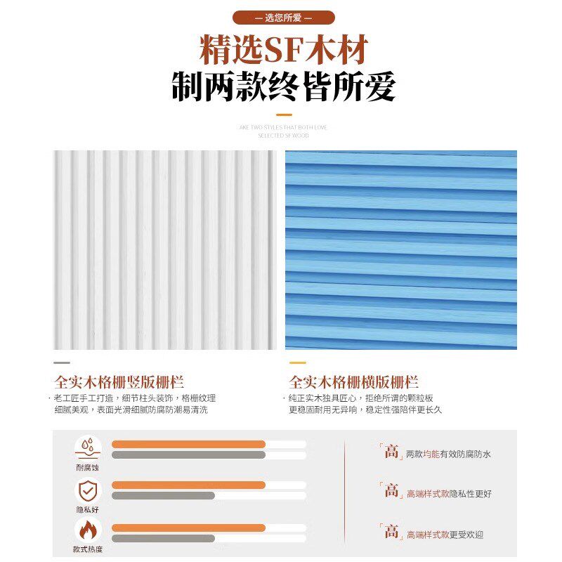 隔断遮挡板篱笆围栏护栏装饰格栅挡板户外防腐木栅栏院子庭院花园