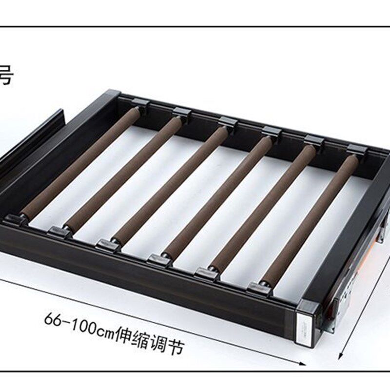 衣柜拉篮衣帽间饰品格子架推拉储物篮藤篮伸缩裤架阻尼轨黑色包邮