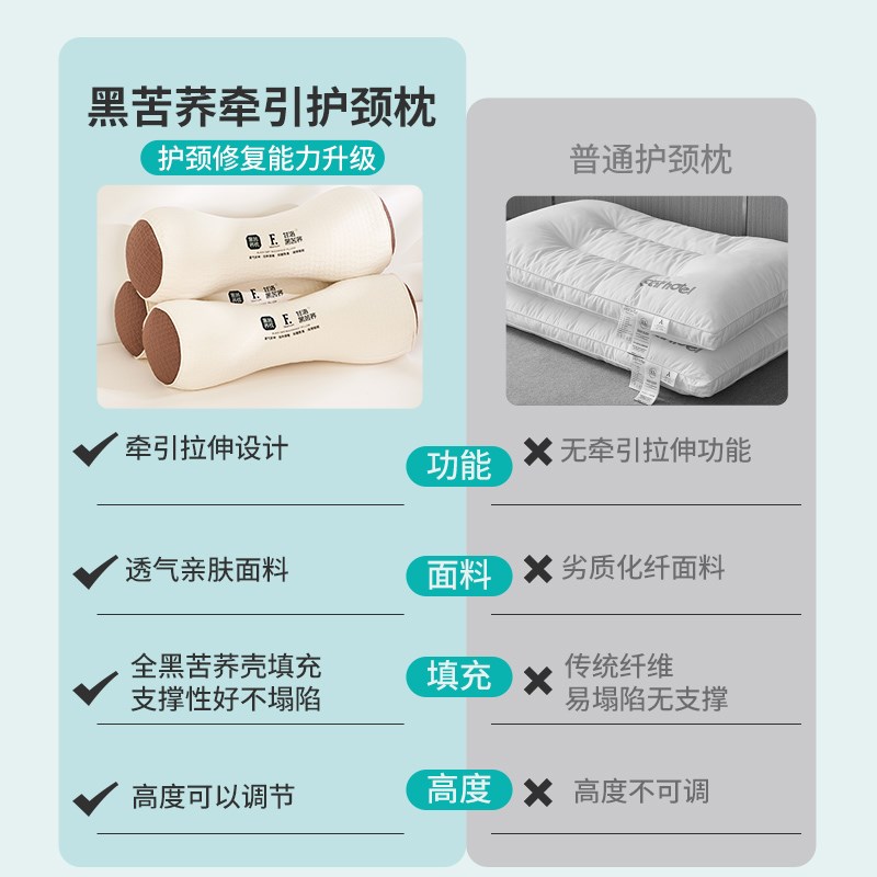 圆柱枕头护颈椎助睡眠全荞麦颈椎枕成人护颈椎专用牵引枕小枕头硬